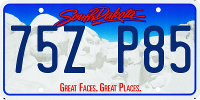 SD license plate 75ZP85