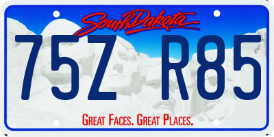 SD license plate 75ZR85