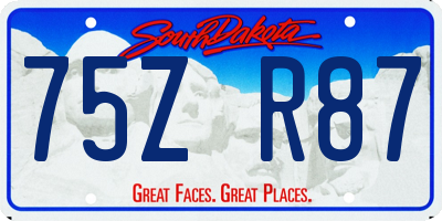 SD license plate 75ZR87