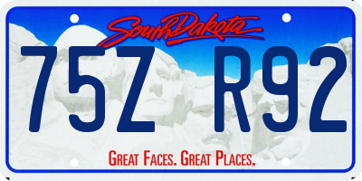 SD license plate 75ZR92