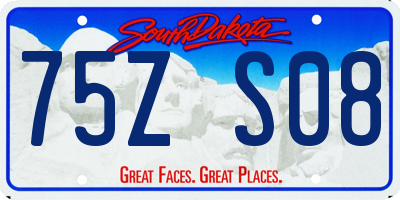 SD license plate 75ZS08