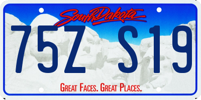 SD license plate 75ZS19