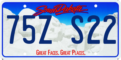 SD license plate 75ZS22