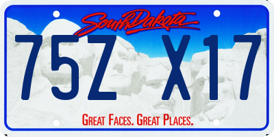 SD license plate 75ZX17
