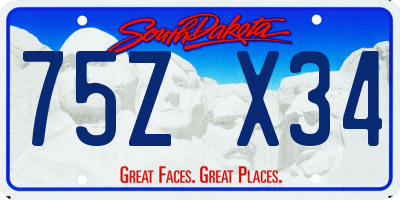 SD license plate 75ZX34