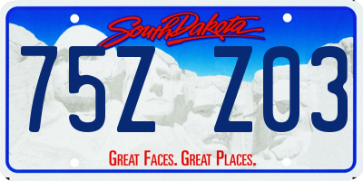 SD license plate 75ZZ03