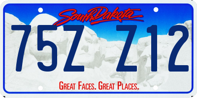 SD license plate 75ZZ12