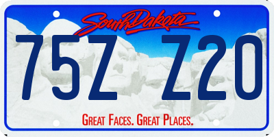 SD license plate 75ZZ20