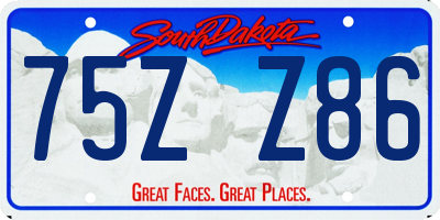 SD license plate 75ZZ86