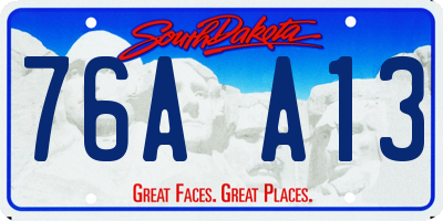 SD license plate 76AA13