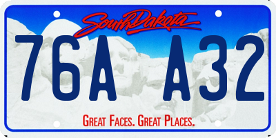 SD license plate 76AA32