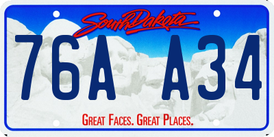 SD license plate 76AA34