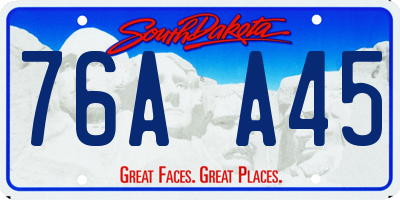 SD license plate 76AA45