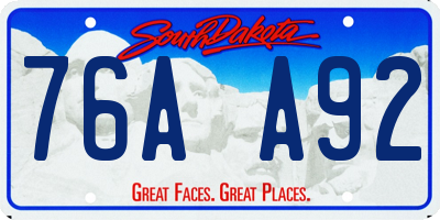 SD license plate 76AA92