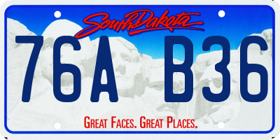 SD license plate 76AB36
