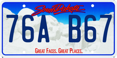 SD license plate 76AB67