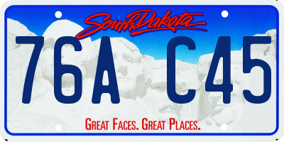 SD license plate 76AC45