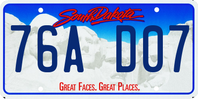 SD license plate 76AD07