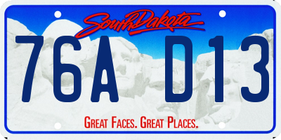 SD license plate 76AD13