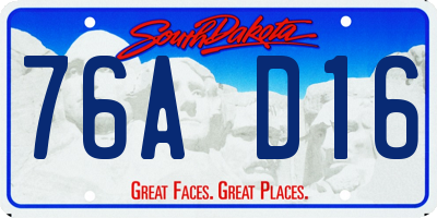 SD license plate 76AD16