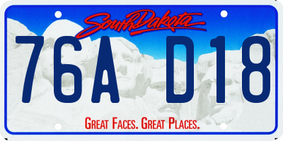 SD license plate 76AD18