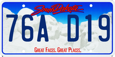 SD license plate 76AD19