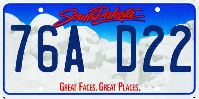 SD license plate 76AD22