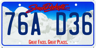 SD license plate 76AD36