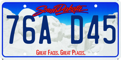 SD license plate 76AD45