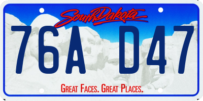 SD license plate 76AD47
