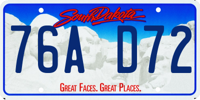 SD license plate 76AD72