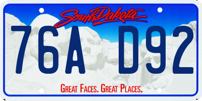 SD license plate 76AD92