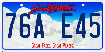 SD license plate 76AE45