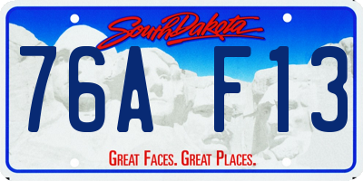 SD license plate 76AF13