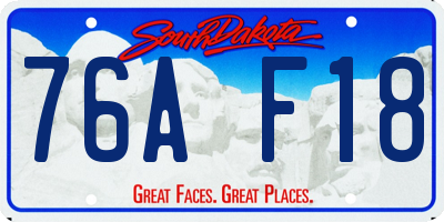 SD license plate 76AF18
