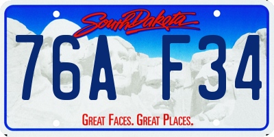 SD license plate 76AF34