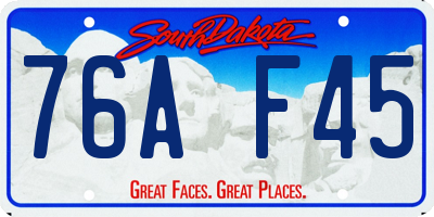 SD license plate 76AF45