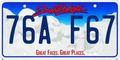 SD license plate 76AF67