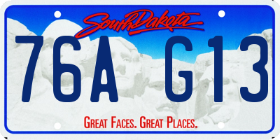 SD license plate 76AG13