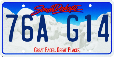 SD license plate 76AG14