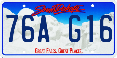 SD license plate 76AG16