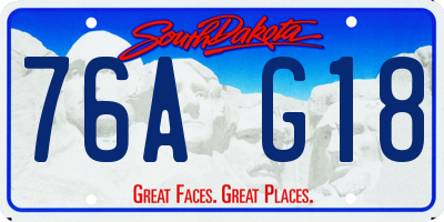 SD license plate 76AG18