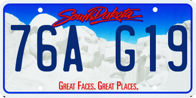 SD license plate 76AG19