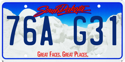 SD license plate 76AG31