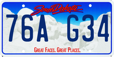 SD license plate 76AG34