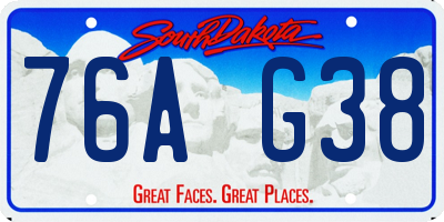 SD license plate 76AG38