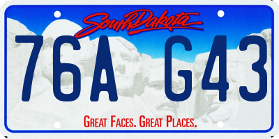 SD license plate 76AG43