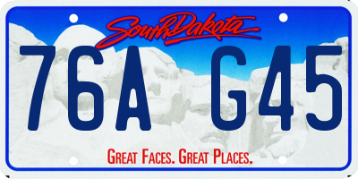 SD license plate 76AG45