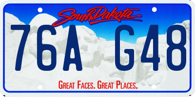 SD license plate 76AG48
