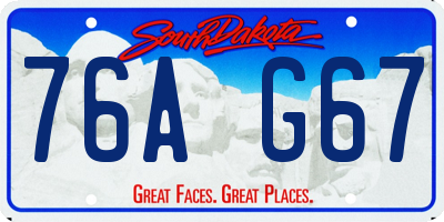 SD license plate 76AG67